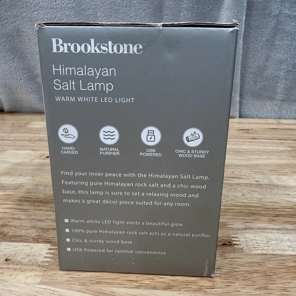 Brookstone Himalayan Salt Lamp Warm White LED Natural Glow‎ Light NWT Decor